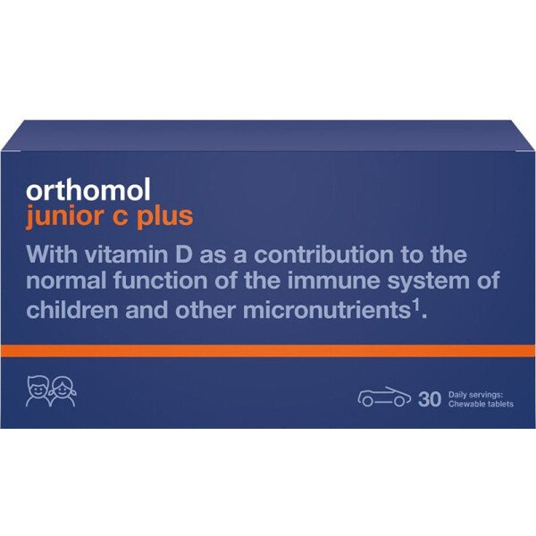 ORTHOMOL Junior Plus C N30 Mandarīnu/Apelsīnu (košļājamās tabletes)
