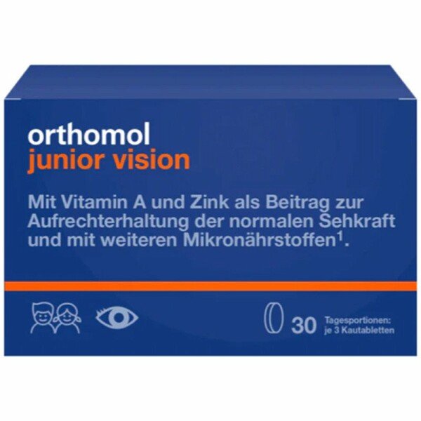 ORTHOMOL Junior Vision N30 Melleņu/Persiku (košļājamās tabletes)