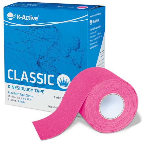 K-ACTIVE Classic Pink 5cm x 5m 6rolls (kinezioloģiskais teips)