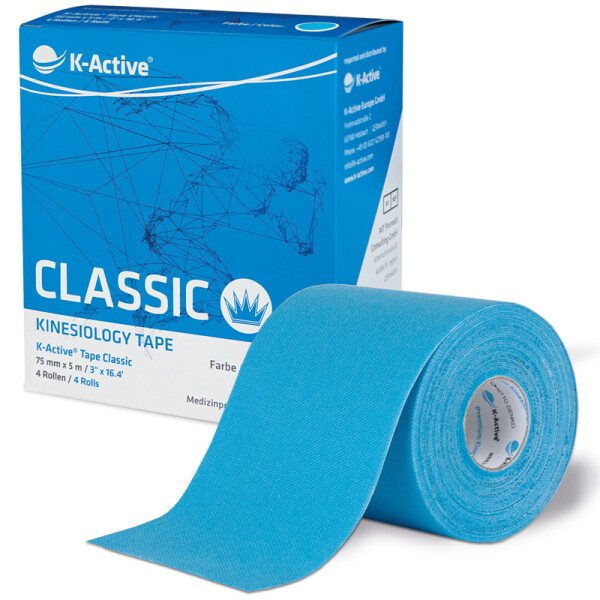 K-ACTIVE Classic Blue 7.5cm x 5m 4rolls (kinezioloģiskais teips)