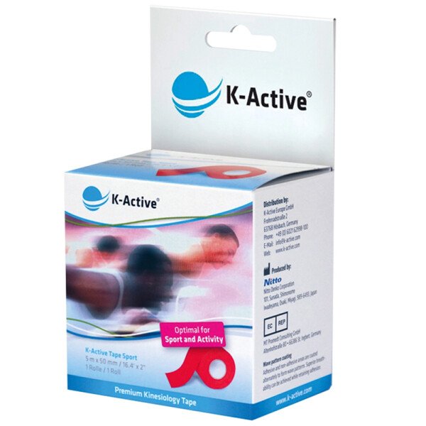 K-ACTIVE Sport Red 5cm x 5m (kinezioloģiskais teips)