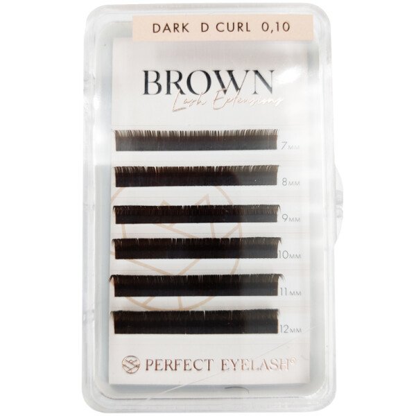 PE COSMETICS Dark Brown Silk D Curl Mix 0,10 Long Length 6 Lines (klasiskās skropstas)