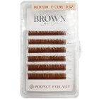 PE COSMETICS Medium Brown Silk C Curl Mix 0,07 Long Length 6 Lines (apjoma skropstas) 