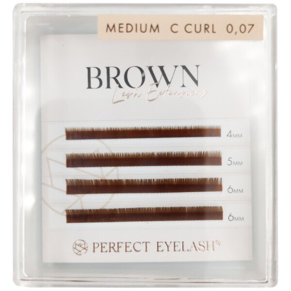 PE COSMETICS Medium Brown Silk C Curl Mix 0,07 Short Length 4 Lines (apjoma skropstas)