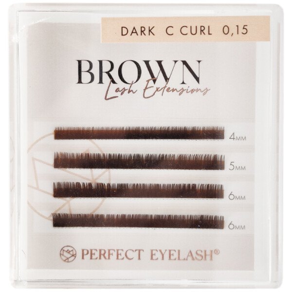 PE COSMETICS Dark Brown Silk C Curl Mix 0,15 Short Length 4 Lines (klasiskās skropstas)